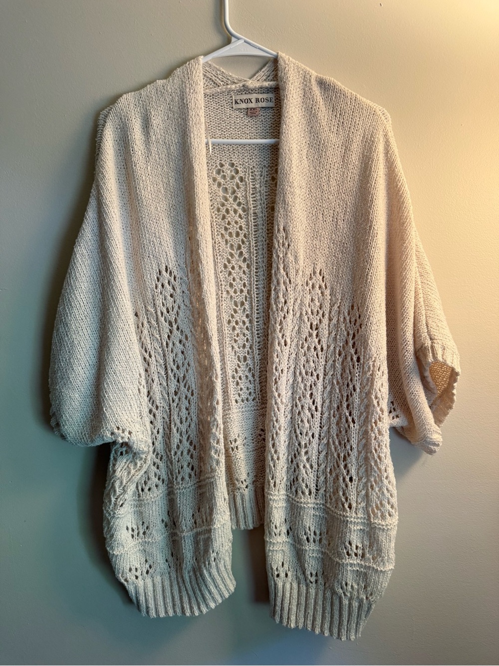 Knox Rose Cream Open-Front Lace-Knit Shrug